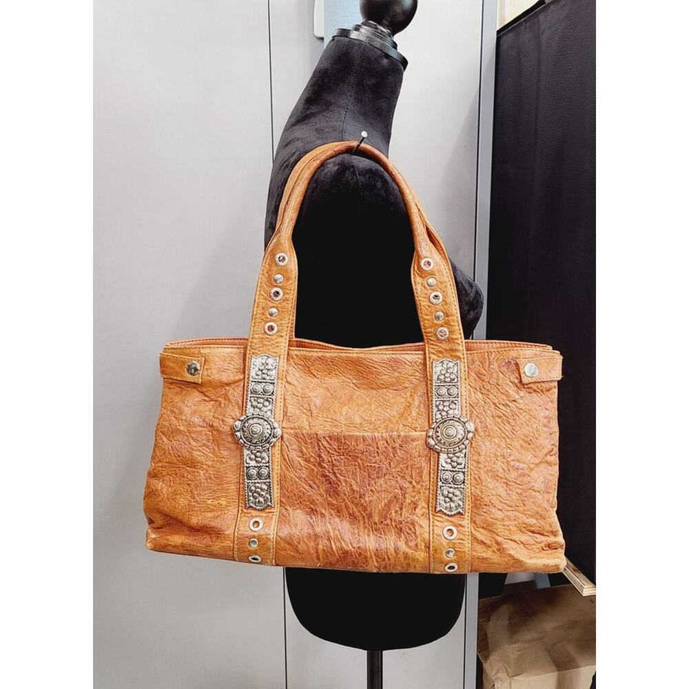 Vintage 90's Viva bags of California Rugged Leather Western Satchel PRE-OWNED